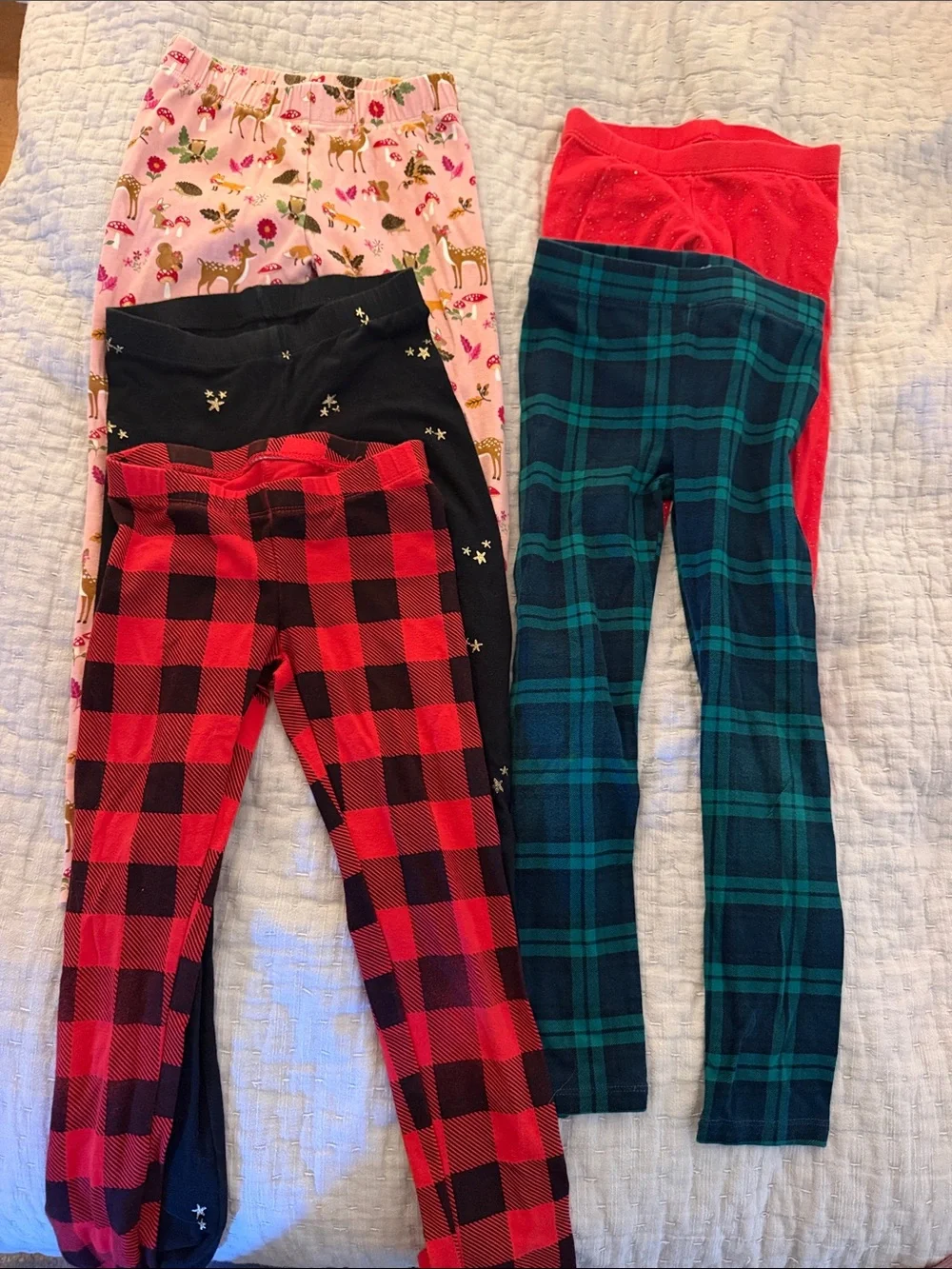 Girls' Mixed Pattern Holiday Leggings Set - size 6-7